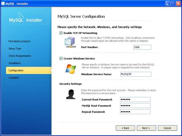 MySQL Installer - MySQL Server Configuration: Basic
        settings